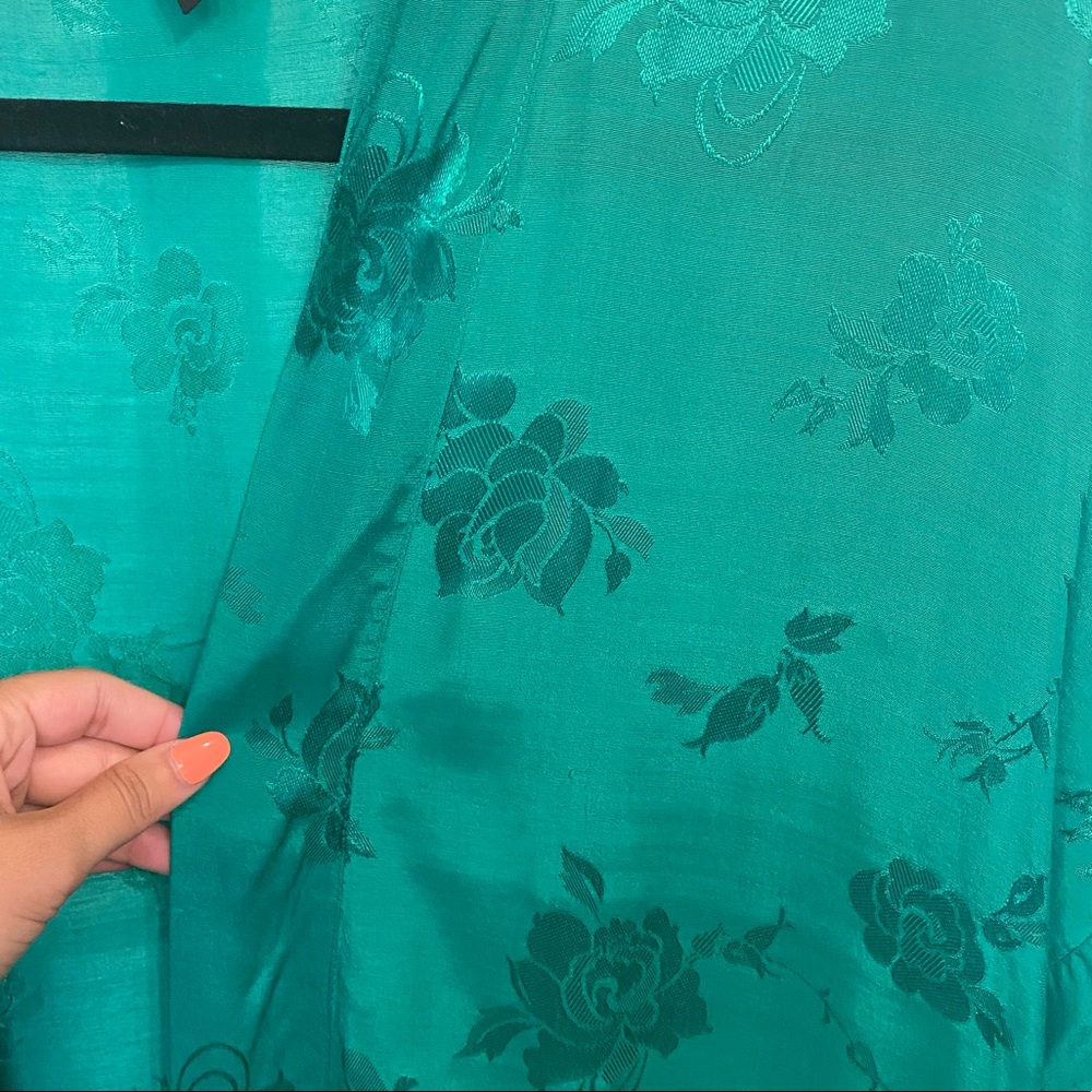 Vintage Green Floral Kimono Jacket Lightweight Rayon Robe Jodie Arden One Size - Picture 6 of 7